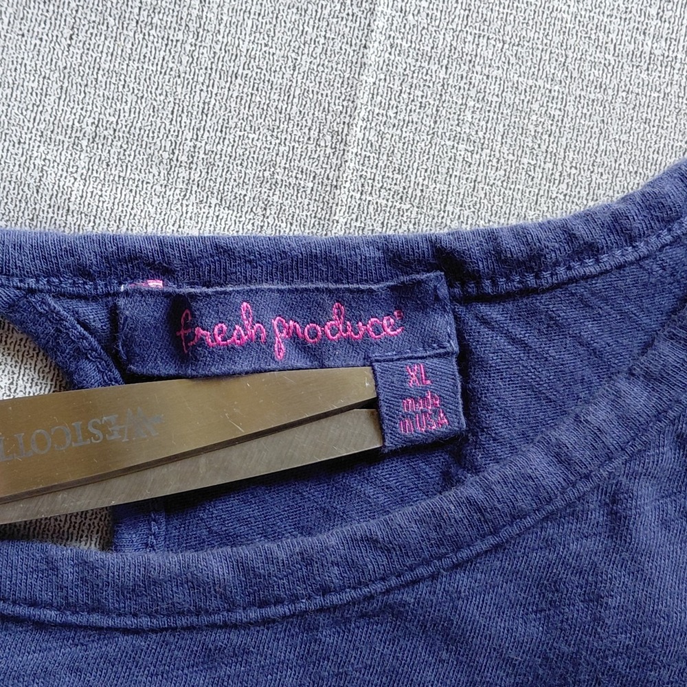 Fresh Produce A-Line Sleeveless Top Women's XL Keyhole Back Blue Cotton - Picture 3 of 8